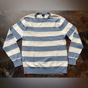 J. Crew cotton stripe garter stitch preppy nautical crew neck sweater medium